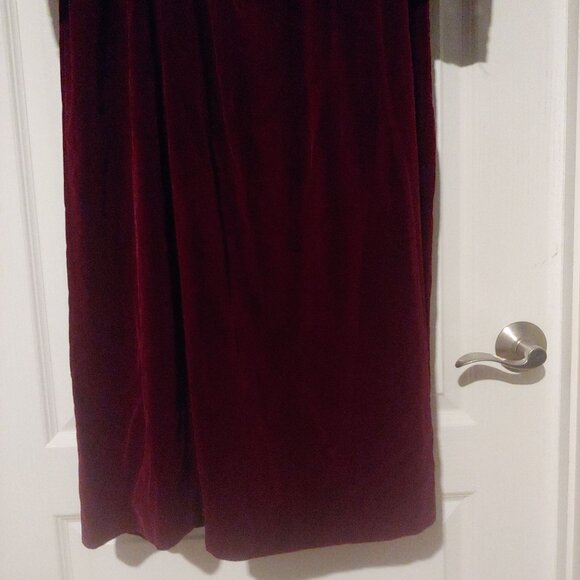Cachet by Bari Protas Deep Burgundy Burnout Velvet Vintage Maxi Dress  13/14 - Picture 4 of 15